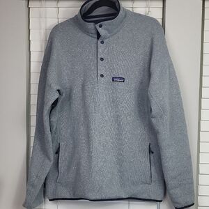 Patagonia Hommes Light Heather Gray Snap-T Pullover Fleece. Size L